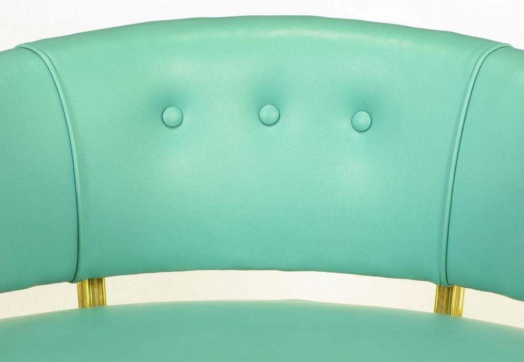 Four John Van Koert Attr. Brass & Turquoise Lounge Chairs 5