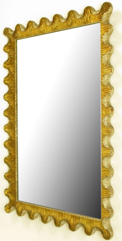 French Deco Style Gold & Silver Scalloped Frame Mirror