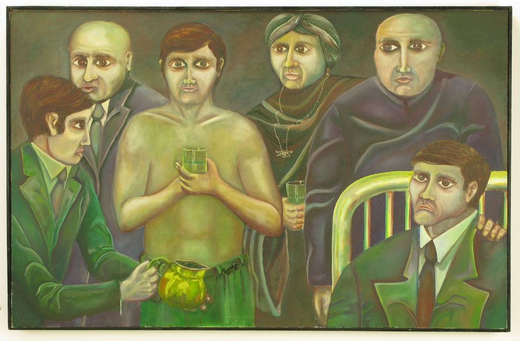 German Expressionism Style Oil On Canvas Signed Burgett