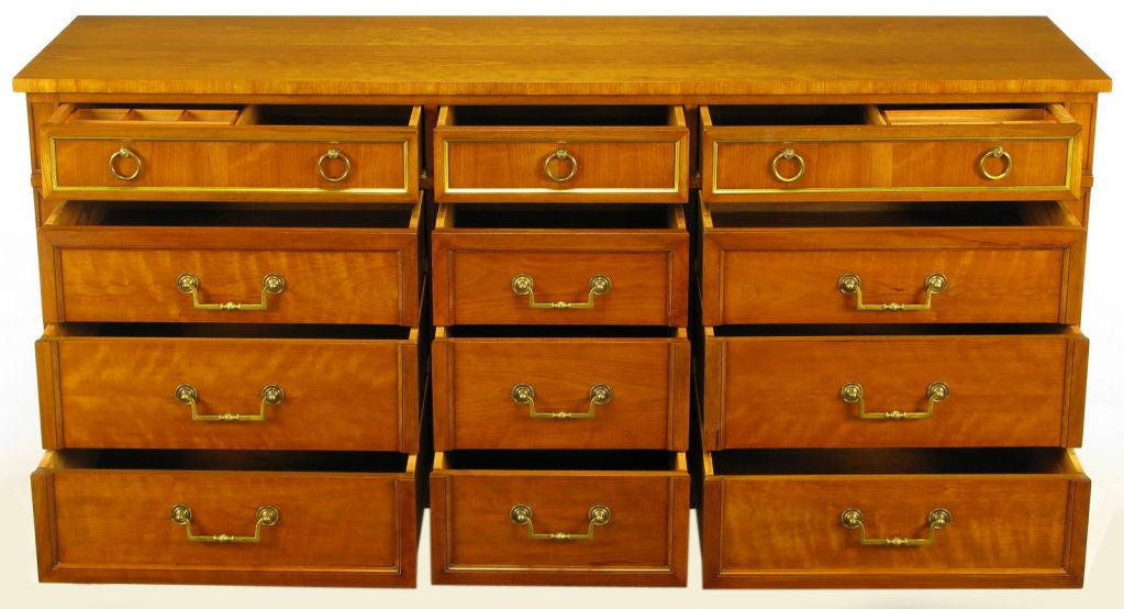 Kindel Bleached Walnut And Brass Empire Style Dresser At 1stdibs