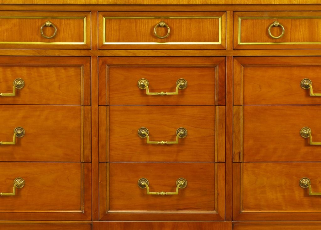 Kindel Bleached Walnut & Brass Empire Style Dresser 2