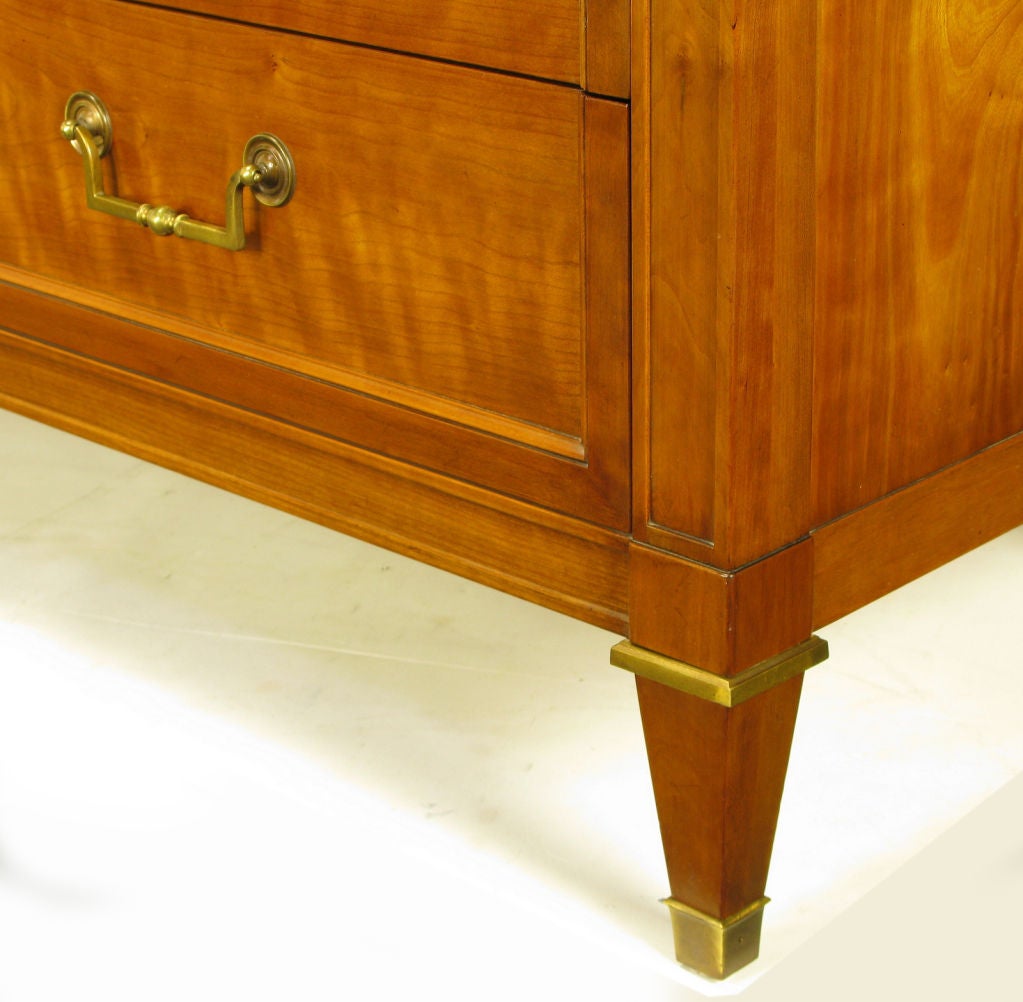 Kindel Bleached Walnut & Brass Empire Style Dresser 4