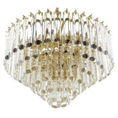 Vintage Camer Cascading Elliptical Crystal & Brass Chandelier.