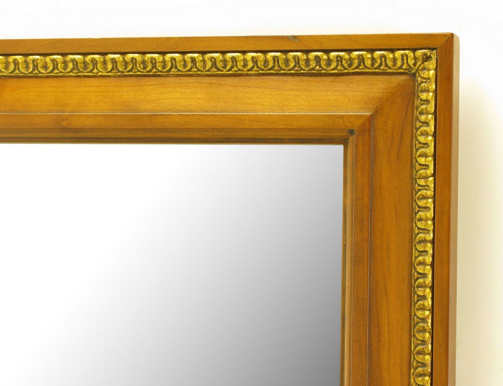 Mid-20th Century Kindel Bleached Walnut & Parcel Gilt Wall Mirror For Sale