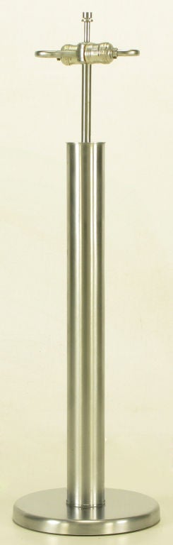 American Brushed Steel Cylinder Table Lamp After Nessen. For Sale