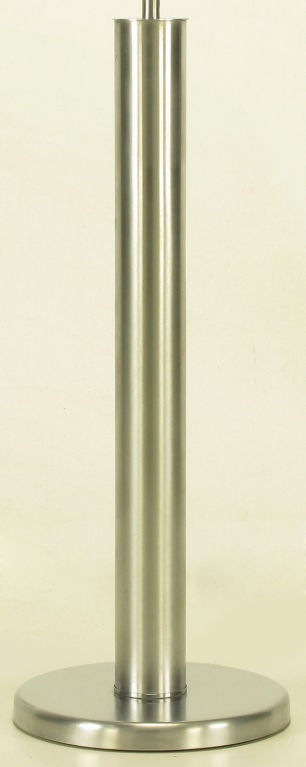 Mid-20th Century Brushed Steel Cylinder Table Lamp After Nessen. For Sale