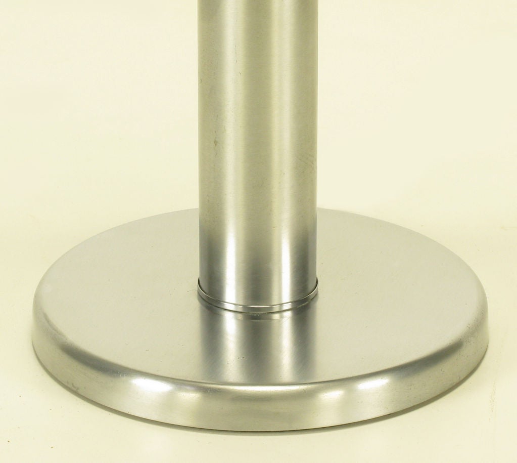 Brushed Steel Cylinder Table Lamp After Nessen. For Sale 1