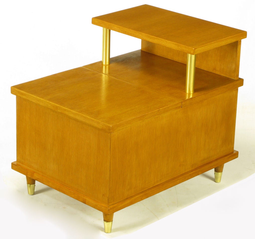 American Pair Bleached Mahogany End Tables With Built-In Cedar Storage