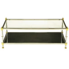Chrome 
Brass Coffee Table With Mirrored 
Clear Glass