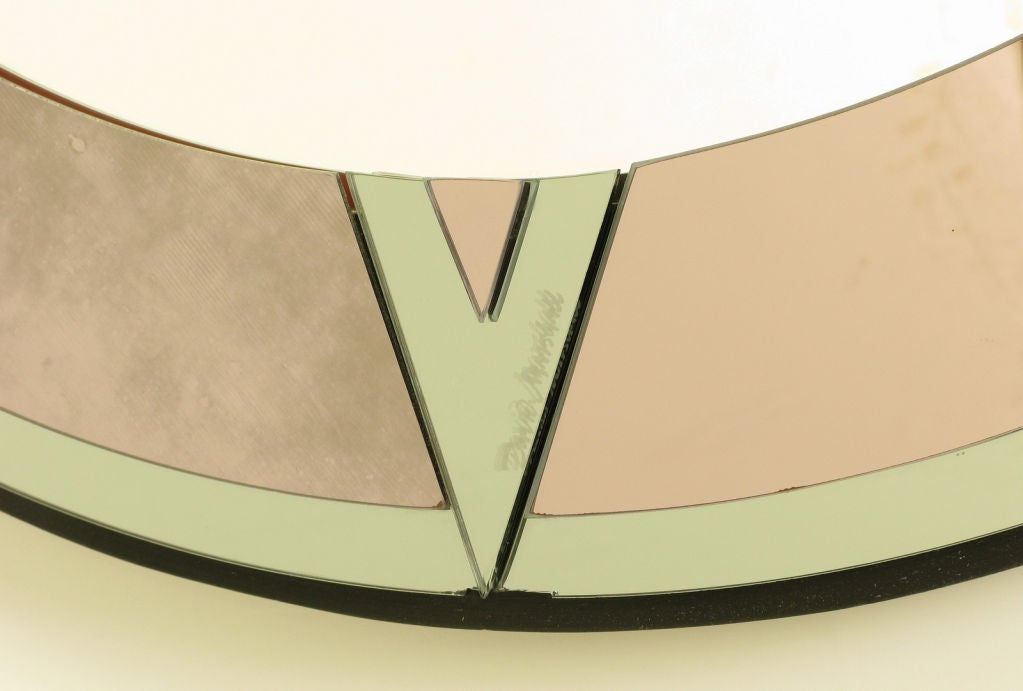 20th Century Signed David Marshall Round Deco Revival Mirror