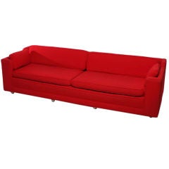 Vintage Heritage Red Wool Modified Tuxedo Sofa With Return Arms