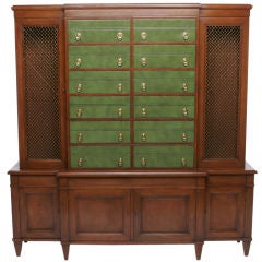 Renzo Rutili Leather Breakfront Library Cabinet