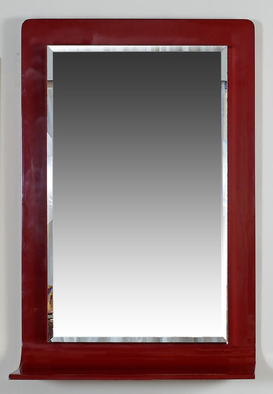 Gampel-Stoll Red Lacquered Wall Mirror With Integral Console