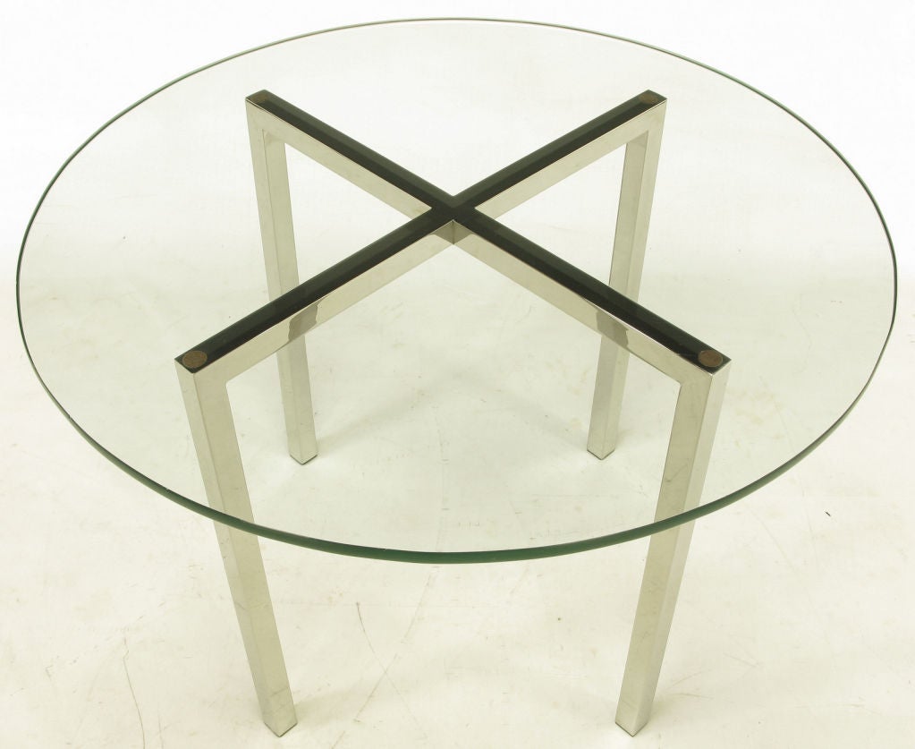 American Round Chrome X-Base & Glass Dining Table