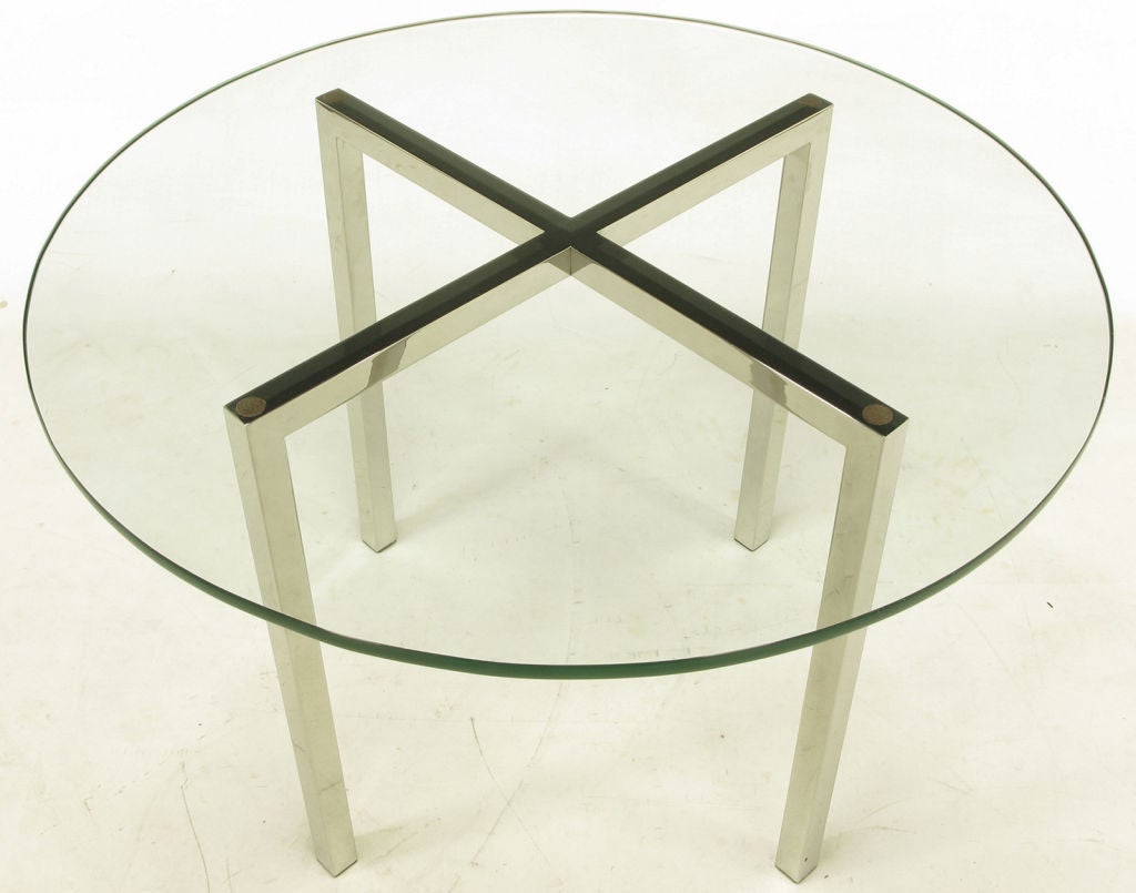 Round Chrome X-Base & Glass Dining Table 1