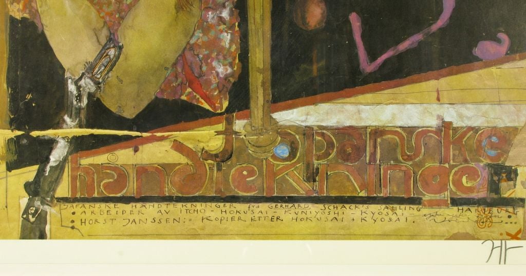 Signiert 1970er Jahre japanische Kunst Ausstellung Poster von Horst Janssen 1