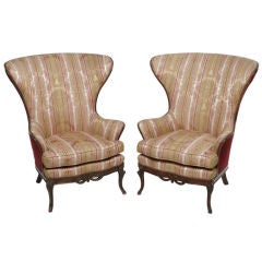 Antique Pair 1920s Wingback Chairs By Johnson Chair Co