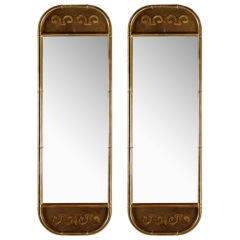 Pair Mastercraft Mirrors With Patinated Brass Frames