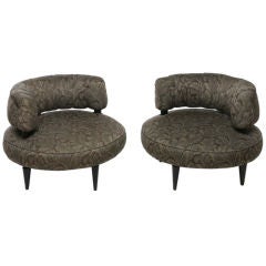 Pair Carson Pirie Scott & Co. Round Art Deco Club Chairs