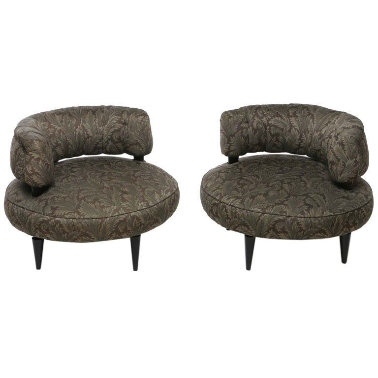 Pair Carson Pirie Scott & Co. Round Art Deco Club Chairs