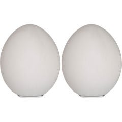 Pair Laurel 19" White Glass Egg Table Lamps
