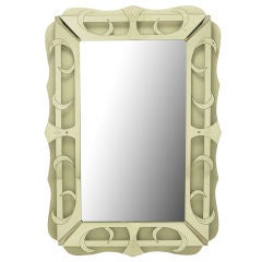 64" Etched & Parcel Silver Gilt Frame Art Deco Mirror