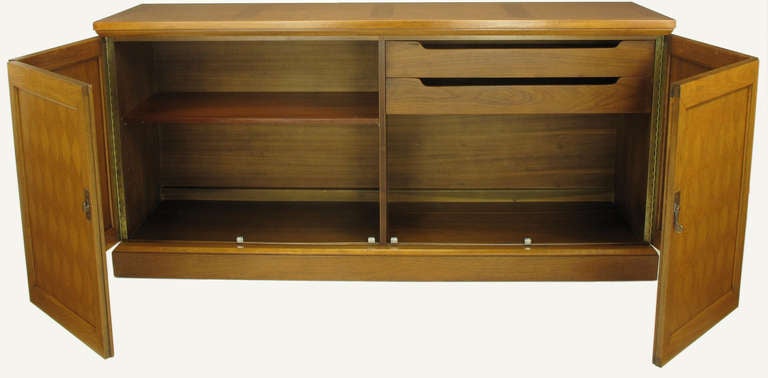 Heritage Harlequin Parquetry Front Bleached Mahogany Sideboard In Excellent Condition In Chicago, IL