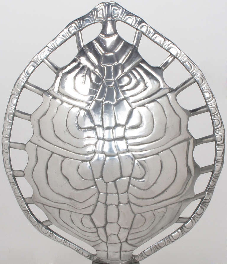 Lámpara de concha de tortuga de aluminio pulido Arthur Court en venta 1