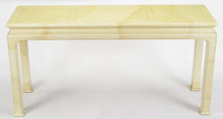 Wood Henredon Goatskin Lacquer Chinoiserie Console and Benches