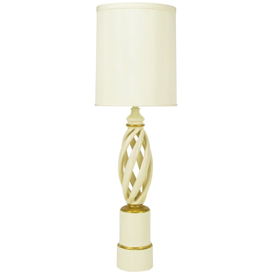 Frederick Cooper Ivory & Gilt Twisted Table Lamp For Sale