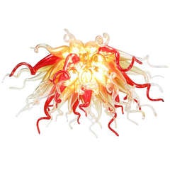 Retro 42" Diameter Alger-Triton Sculptural Hand Blown Glass Chandelier