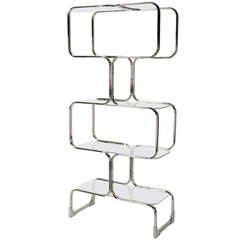 Chromed Steel and Glass Four-Shelf Etagere by Tricom, Italia 3