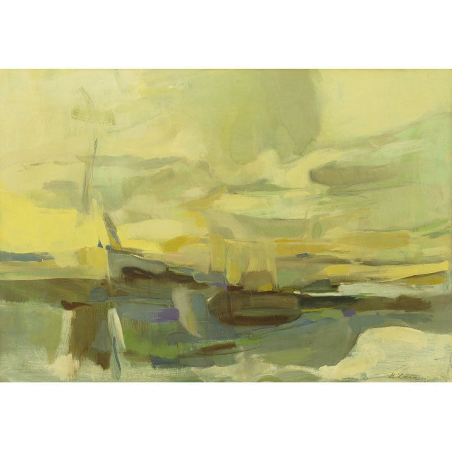 1964 Abstract Seascape Oil Painting By B. Levin