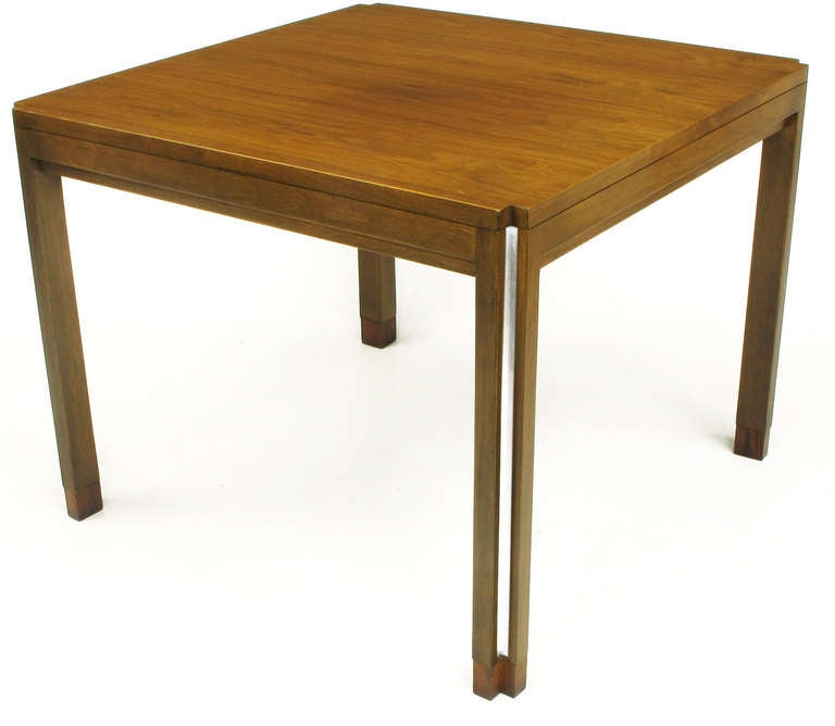 American Edward Wormley for Dunbar Walnut, Rosewood and Aluminium Inlaid End Table For Sale