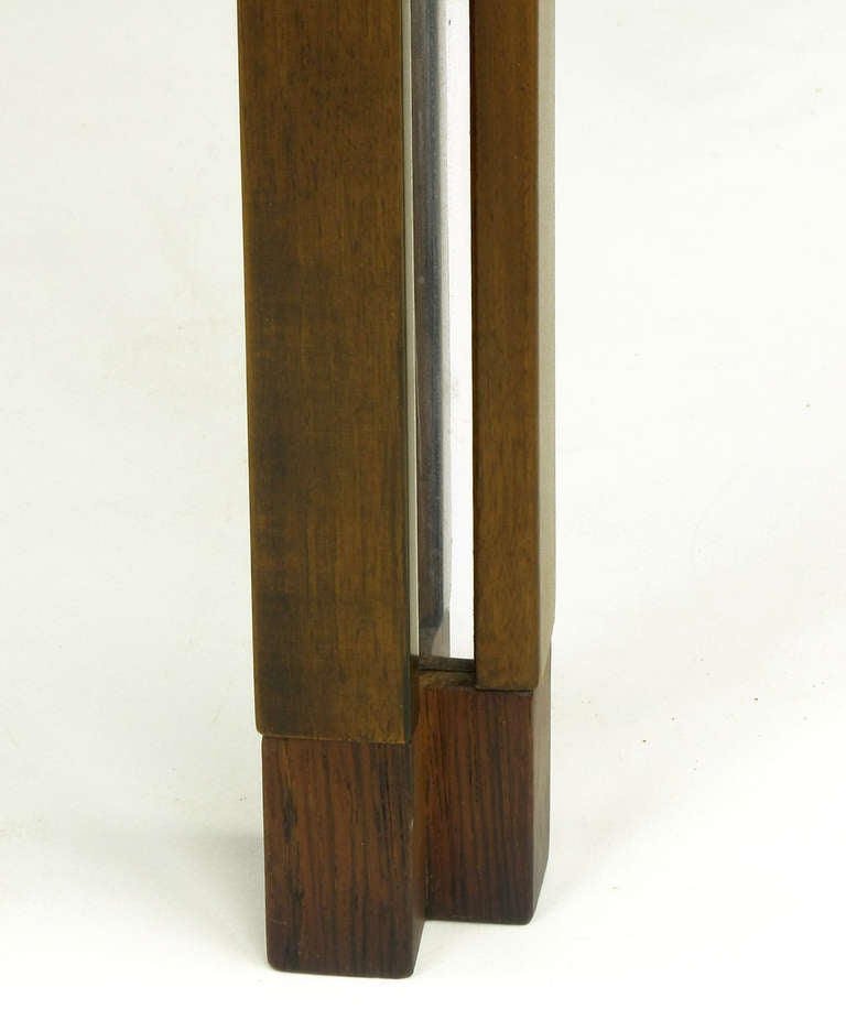 Edward Wormley for Dunbar Walnut, Rosewood and Aluminium Inlaid End Table In Excellent Condition For Sale In Chicago, IL