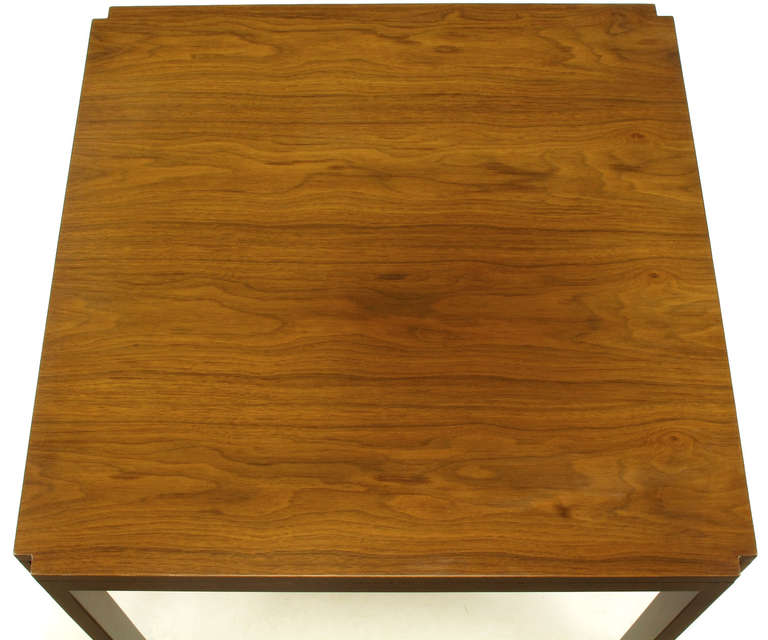 Mid-20th Century Edward Wormley for Dunbar Walnut, Rosewood and Aluminium Inlaid End Table For Sale