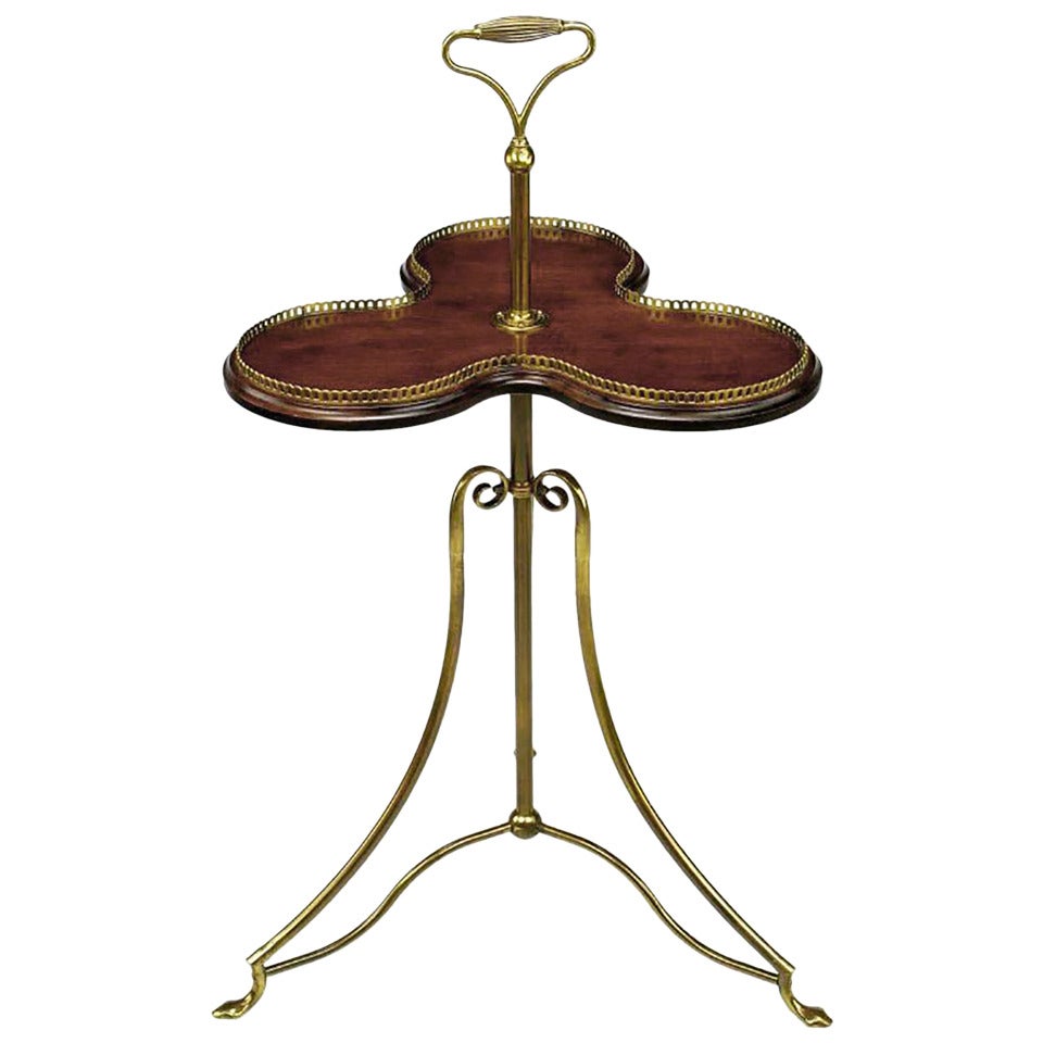 English Revolving Confection Server in Brass and Mahogany For Sale