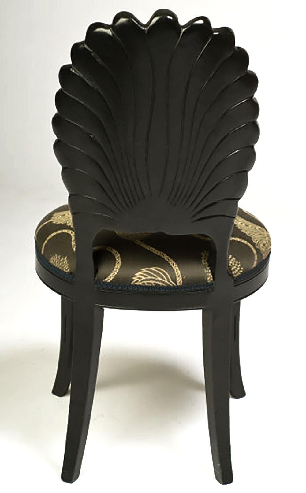 Set of Four Ebonized Wood Venetian Grotto Chairs In Good Condition In Chicago, IL