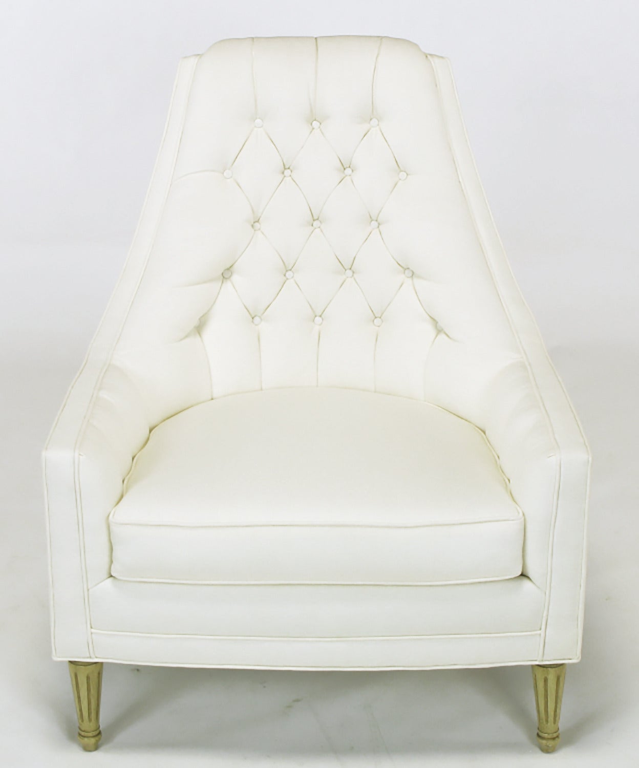 white tufted high back chair