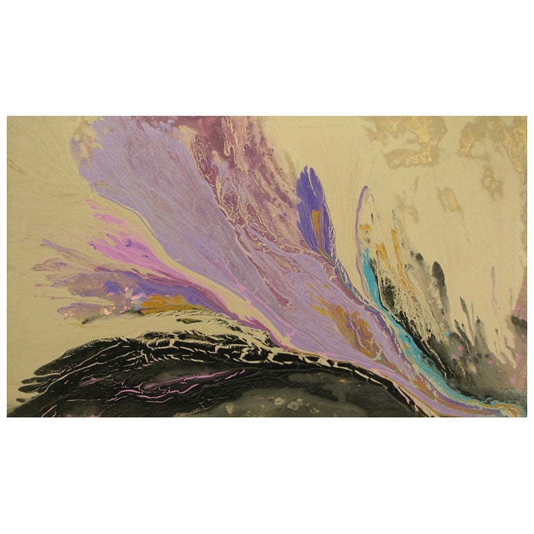 Signed 48" x 83" Acrylic On Canvas Abstract "Born By The Sea"