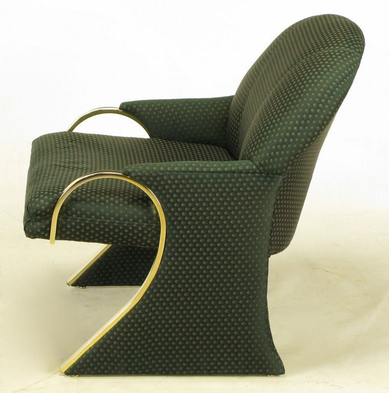 Late 20th Century Brass Art Deco Revival Lounge Chairs