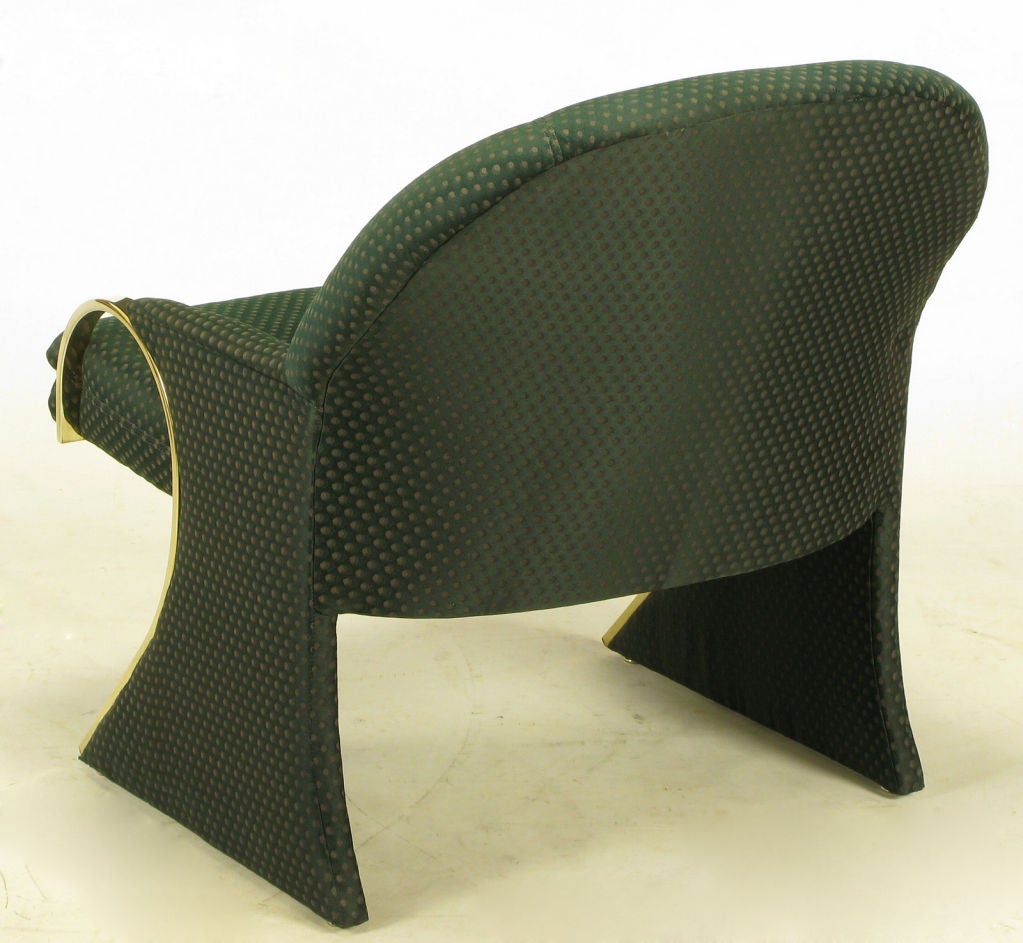 Wood Brass Art Deco Revival Lounge Chairs