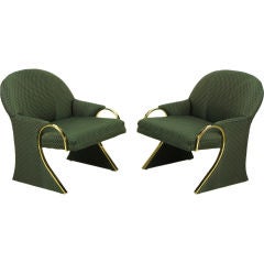 Brass Art Deco Revival Lounge Chairs