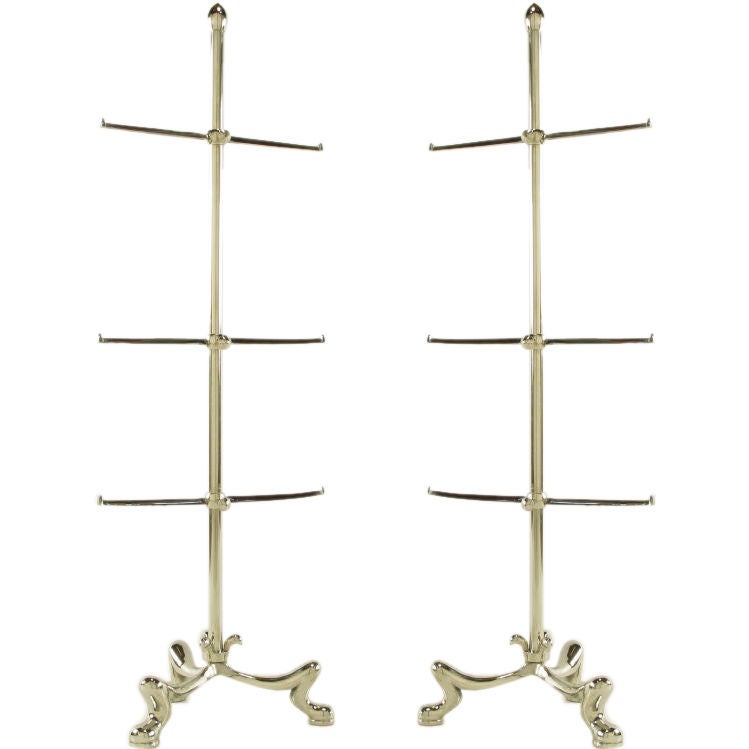 Pair Chrome French Regency Style Towel Bars