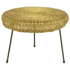 Mario Tempestini Attr. Wicker & Wrought Iron Side Table