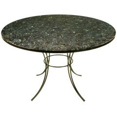 Round 48" Black & Clear Resin Encased Abalone Dining Table