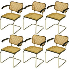 Vintage Six Marcel Breuer Cesca Armchairs By Knoll