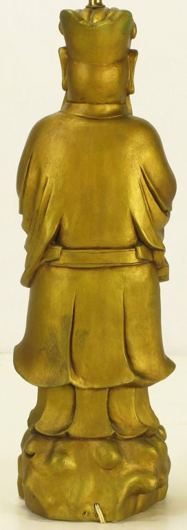 Confucius Gilt Metal Table Lamp For Sale 2