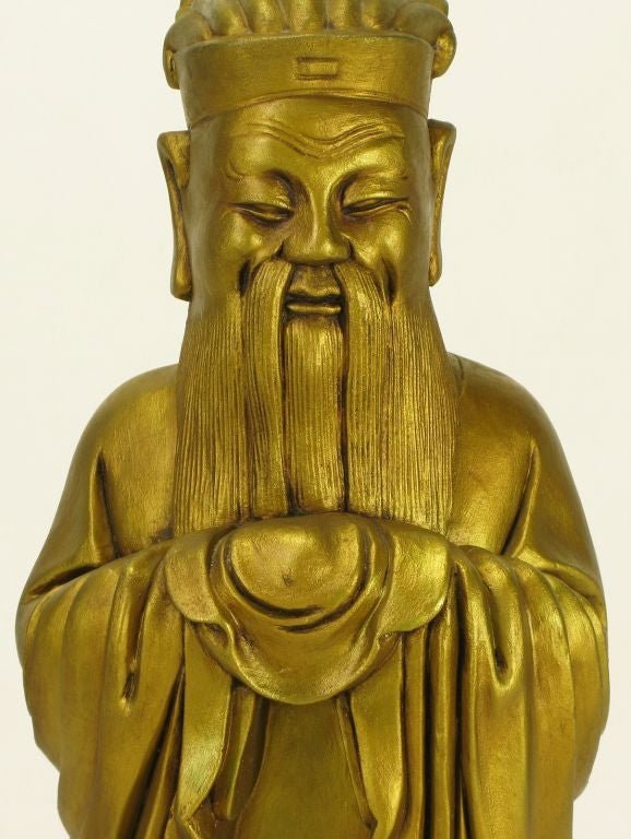 Confucius Gilt Metal Table Lamp For Sale 3