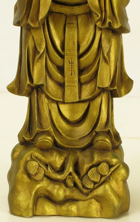 Confucius Gilt Metal Table Lamp For Sale 4